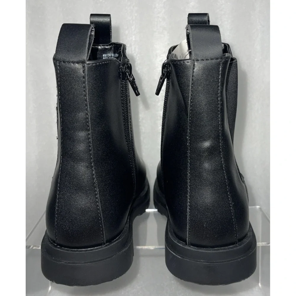 Thereabouts Willow Black Flat Heel Boots ‎ with Side Zipper Big Girls Size 4 NEW